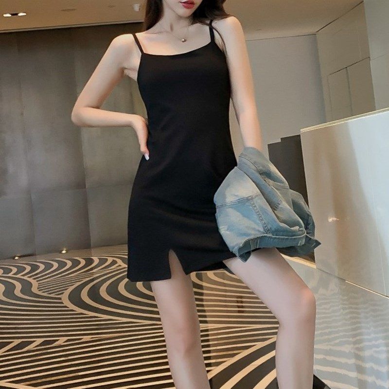 CL5150 High quality sweet temperament high-end off-shoulder skirt female summer new style niche small solid color temperament