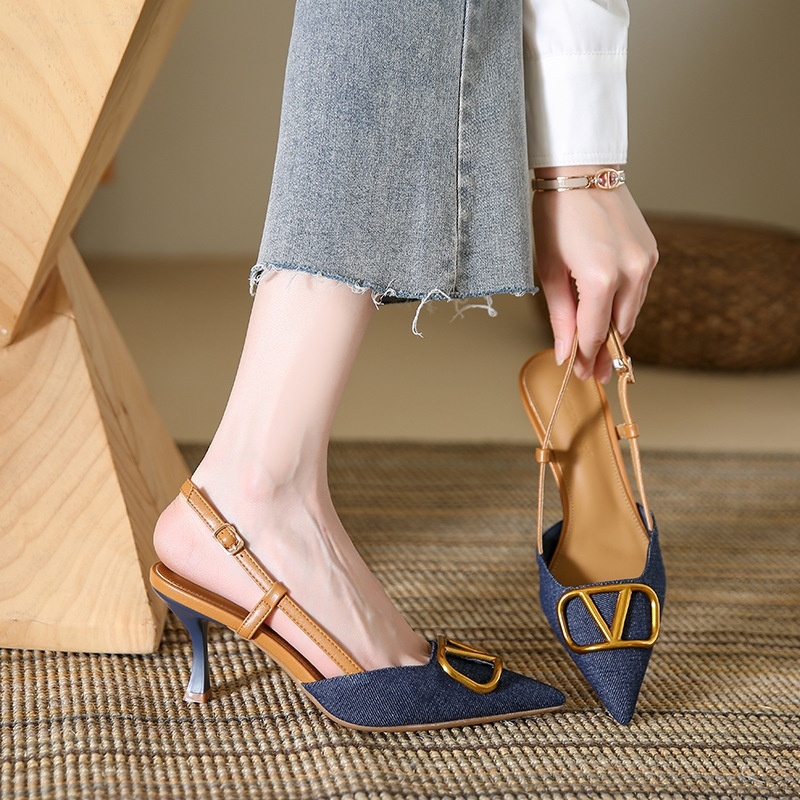 free shipping sandals 2025new designers for womens ladies Summer high-heeled pointed fashion casual versatile outerwear size 35-40 for daily wear