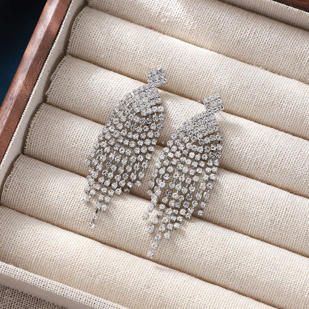 Full fashionable hot exaggerated dia arrangement earrings, hip-hop style and personalized earrings