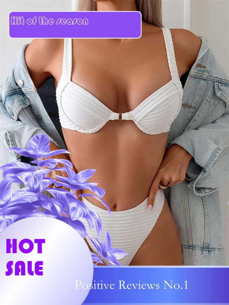 Dongdumaoyi High Waist Bikinis Women White Bikini Set Sexy Push Up Underwire Mini Micro Swimsuit Bathers Cut Out Bathing Suit Swimwear