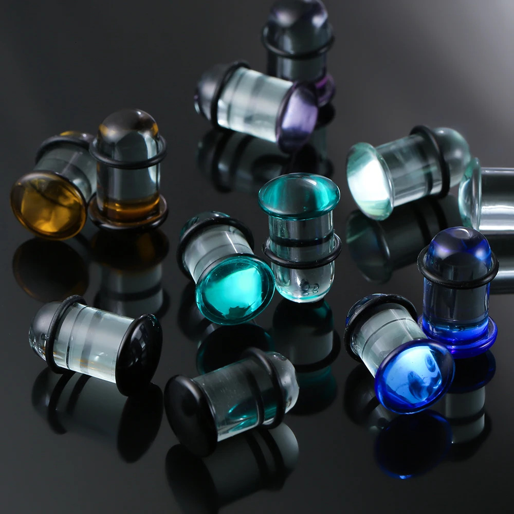 Casvort Glass Dead Plugs 14G-00g Comfy Ear Gauges Tunnels Expander 0.5mm Increments Piercing Body Jewelry Stretching Kit 250403