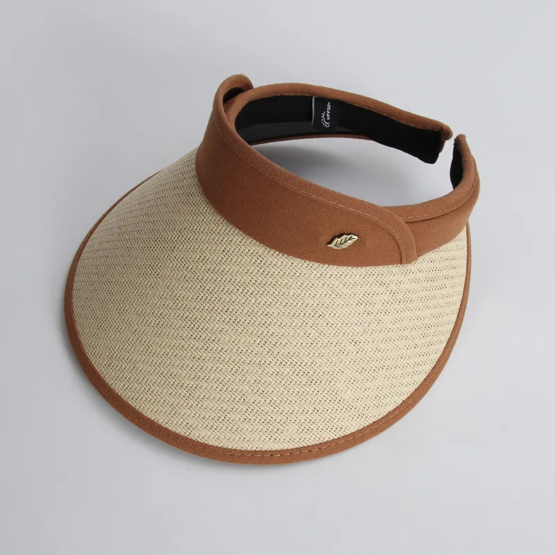 Womens Hat Summer Sun Empty Top Korean Edition Headband Black Rubber Beach Sunshine Screen Panama UTHAI S87 250326