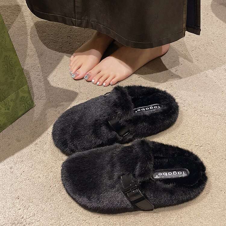 Slippers for Women Outdoor Wear 2026 New Autumn and Winter Slip-On Fashion Closed-Toe Half Cotton Slippers Furry Shoes Fuzzy Flip Flop Fluffy Designer - view 7