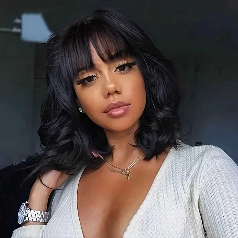 3X1 Middle Part Lace Wig Bob Wigs 200 Density Body Wave Wig With Bangs Brazilian Virgin Human Hair Short Bob Human Hair Wigs W251107