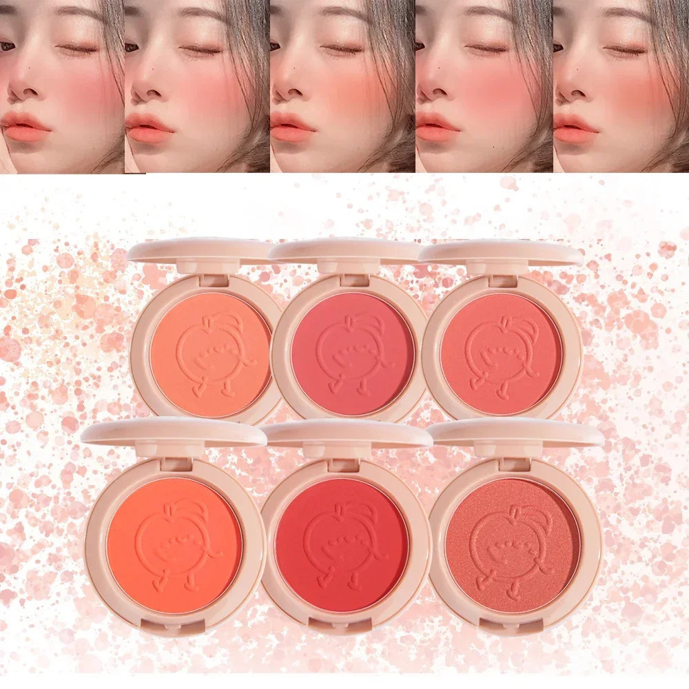 Girls powder blusher peach cream makeup palette cheek contour cosmetics Korean blush coloring blu 250325