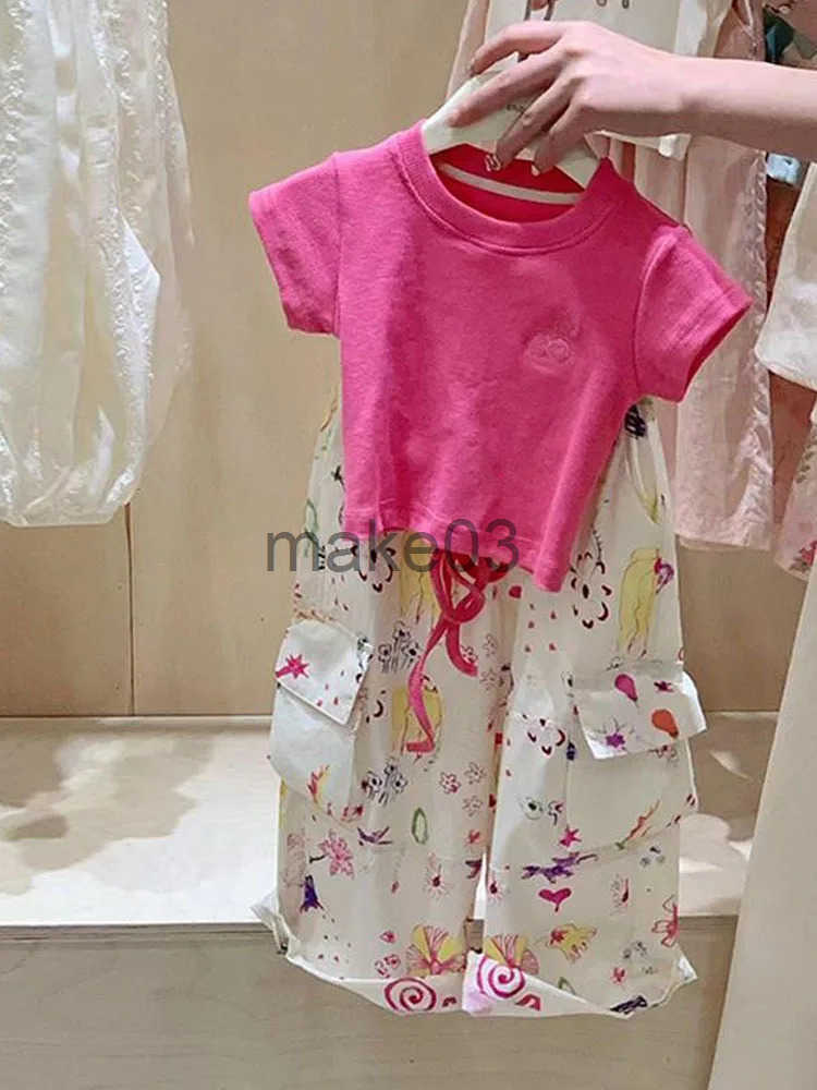 Summer Shorts Top Kids Cartoon Casual Pants Childrens Set Girls Clothing 2 to 8 Years J250403