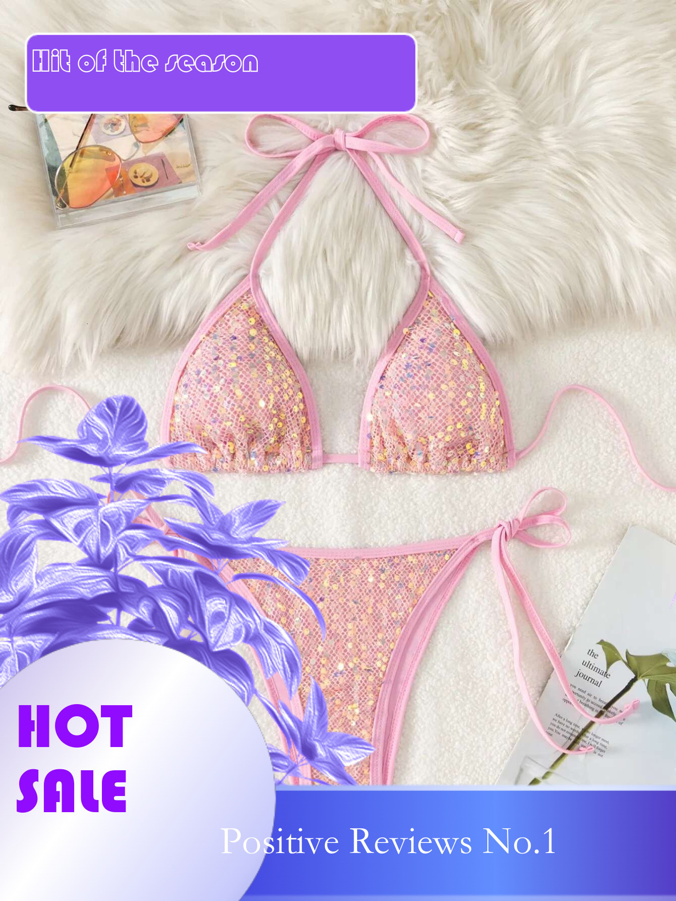 Dongdumaoyi Shiny Sequin Pink Black Bikini Women Sexy Mesh Push Up Bra Tie Side Thong Swimsuit Brazilian Beach Bathing Suit Swimwear