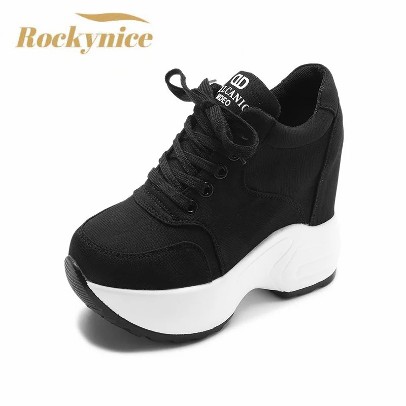 Women Platform Sneakers Mesh Casual Trainers Chunky Shoes 10CM Heels Autumn Wedges Breathable Height Increasing Shoes Woman 250402