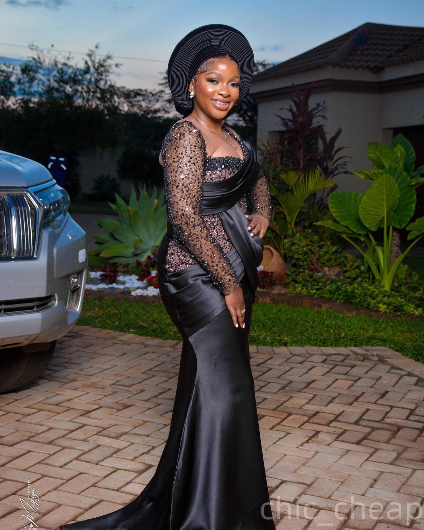 Aso Ebi Black Mermaid Prom Dresses 2026 Illusion Satin Sheer Neck Evening Formal Party Second Birthday Engagement Gowns Plus Size Dress For Special Oc