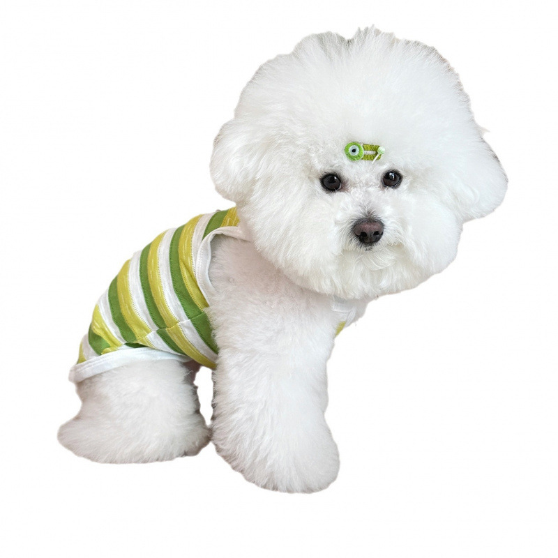 Little Bee Stripe 3D Strap Dog Clothes Spring/Summer Thin Version Compared to Bear Teddy Shirena Tank Top Comfortable and Breathable