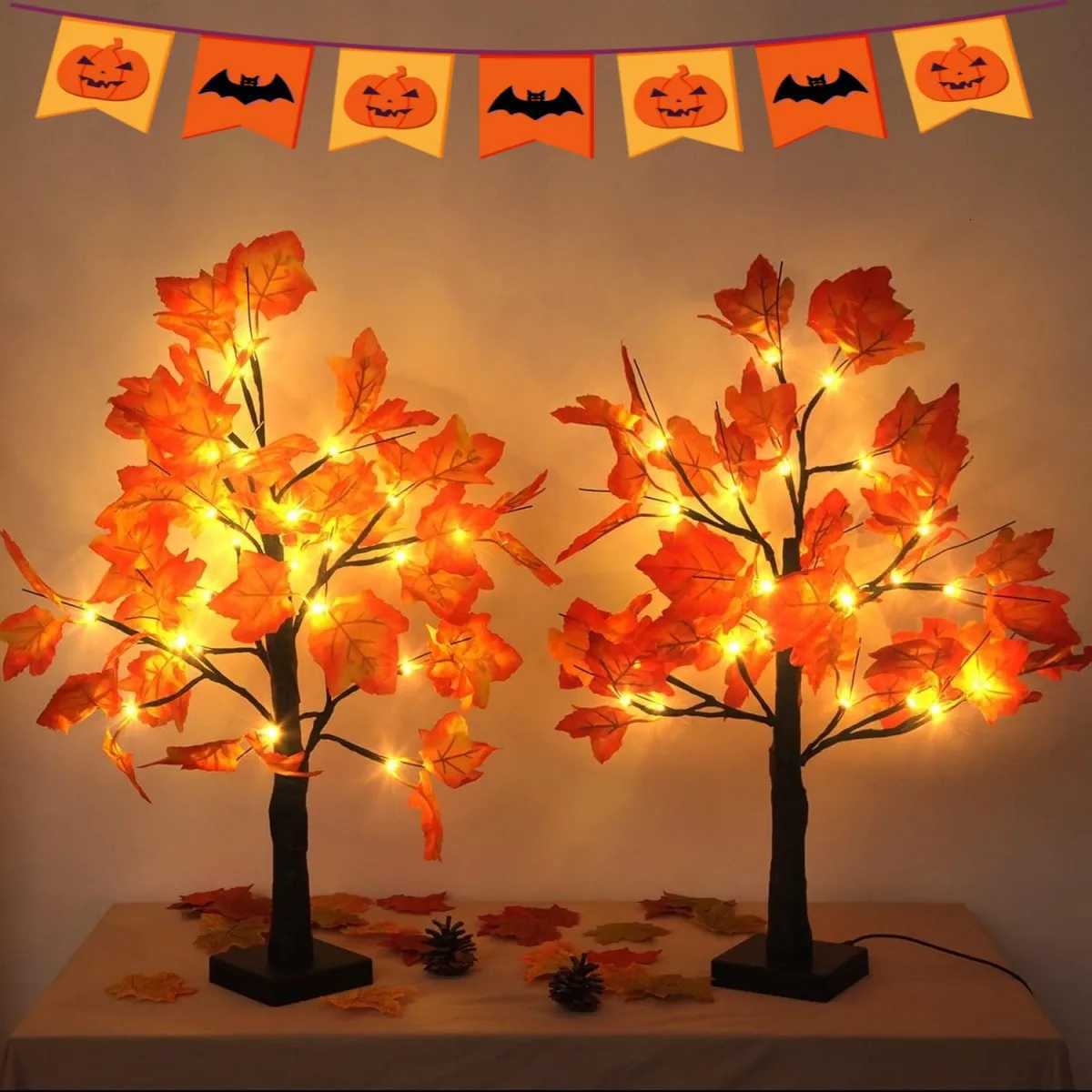 1pc 24 LED Artificial Black Birch Tree Light DIY Branches Table Lamp For Fall Gifts Home Bedroom Holiday Party Halloween Decor W251107