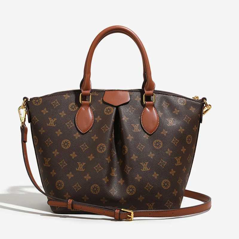 Premium Texture Tote Bag 2025 New Old Flower Portable Lock Bag Casual Versatile Shoulder BagW251106