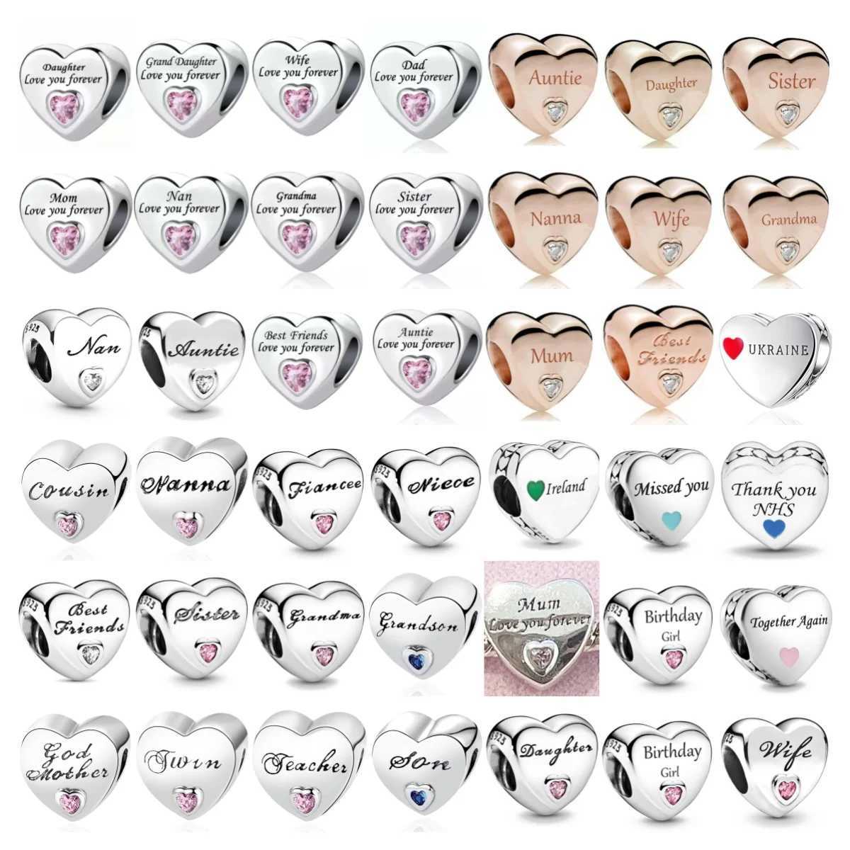 2025 New 925 Sterling Silver Charms Heart Love You Forever Mum Auntie Beads Fit Original Bracelet DIY Gift WomenXJ251107 2025 New 925 Sterling Silver Charms Heart Love You Forever Mum Auntie Beads Fit Original Bracelet DIY Gift WomenXJ251107