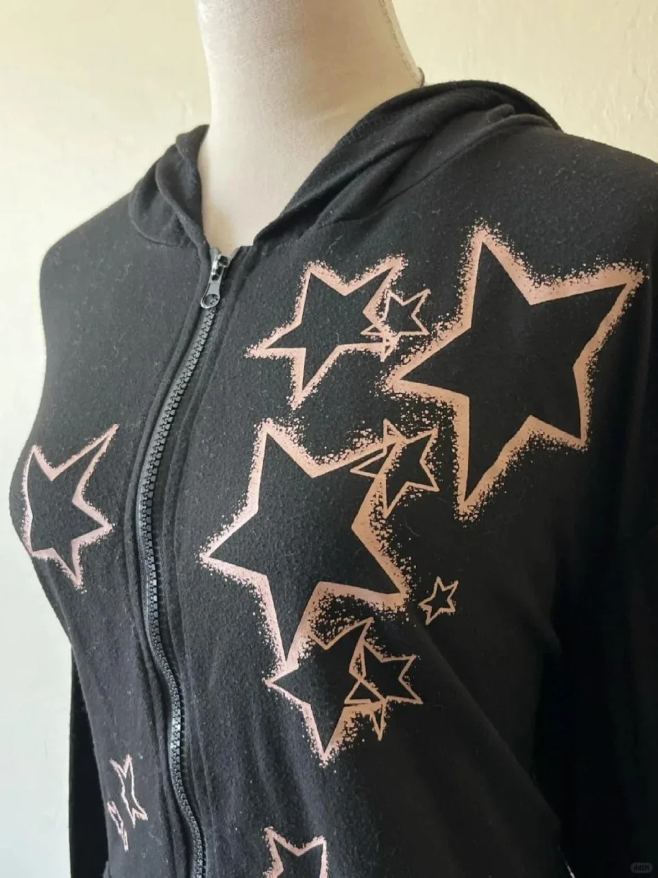 Y2k celebrity girl print cute womens clothing hoodie zipper goth street retro 90s Harajuku loose jacket pleated top 250403