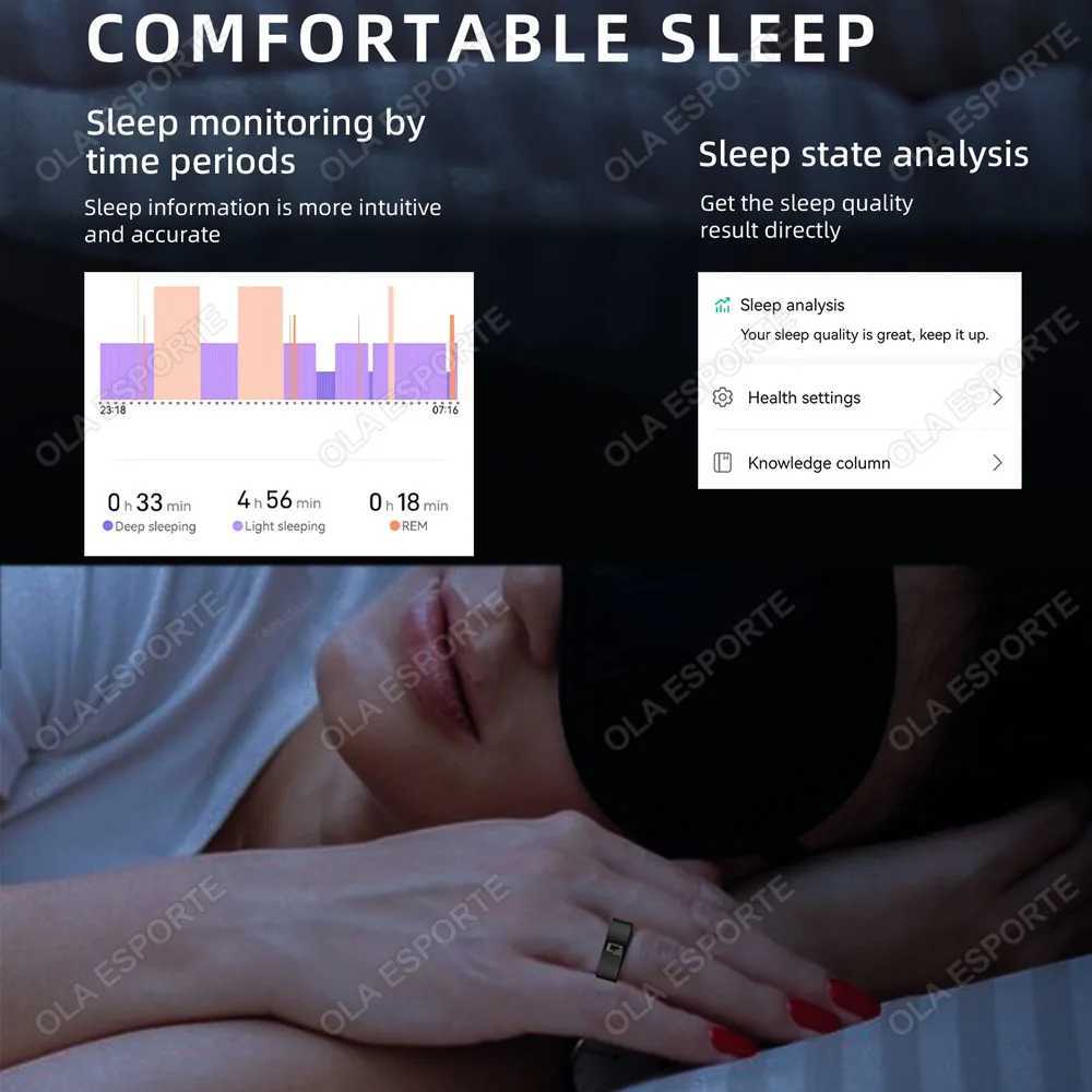 NFC Smart Ring Mens Blood Pressure Heart Rate Health Monitor Intelligent IP68 Waterproof Multi sport Mode M250407