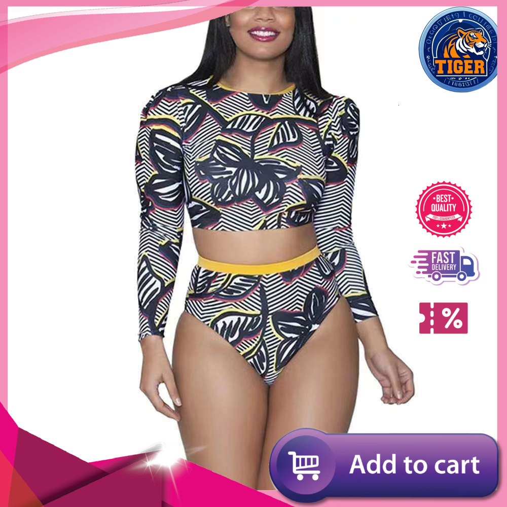 Ddmytiger Ddmytiger New Long Sleeved High Waist Women S Split Bikini Blue White Black Swimsuit