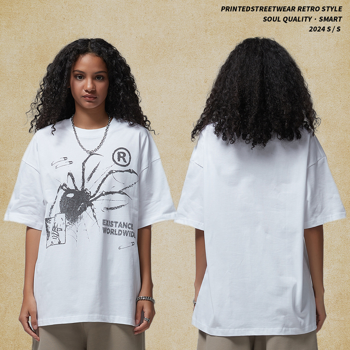 Wear | 2025 New Product Oversize Loose Printed T-shirt Men's American Trendy Brand Round Neck Short Sleeve T