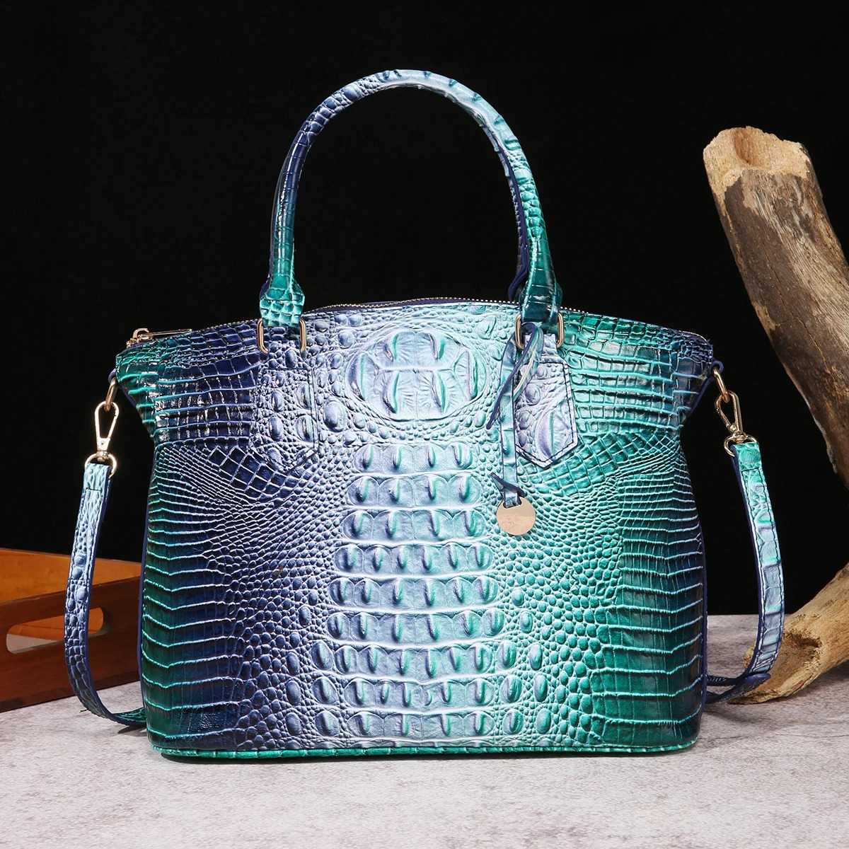 Ombre Embossed Handbag Classic Style Crossbody Bag Womens Leather Satchel Purse 251107