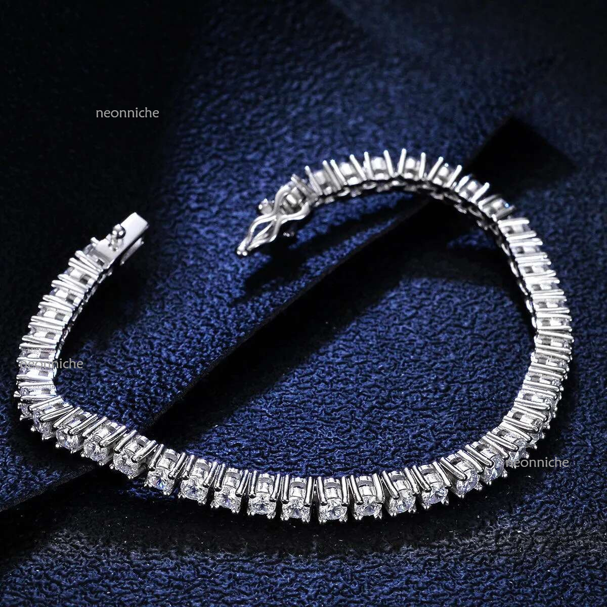 High quality fashion jewelry sterg sier moissanite 3mm Tennis Chain Dia Bracelet charm bracelet for men women Hip hop gift
