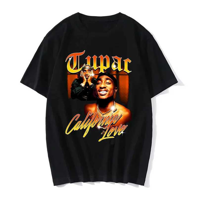 Summer fashion T-shirt rapper Tupac top hip-hop streetwear oversized short sleeved mens and womens T-shirts W250407