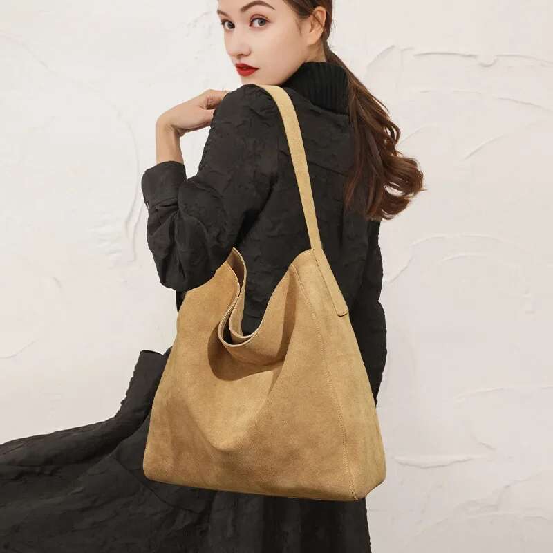 Customized For Individuals Large Capacity Winter Tote High Class Matte Suede Wool Women Handbag Coffee Kakhi Travel Shoulder Bag