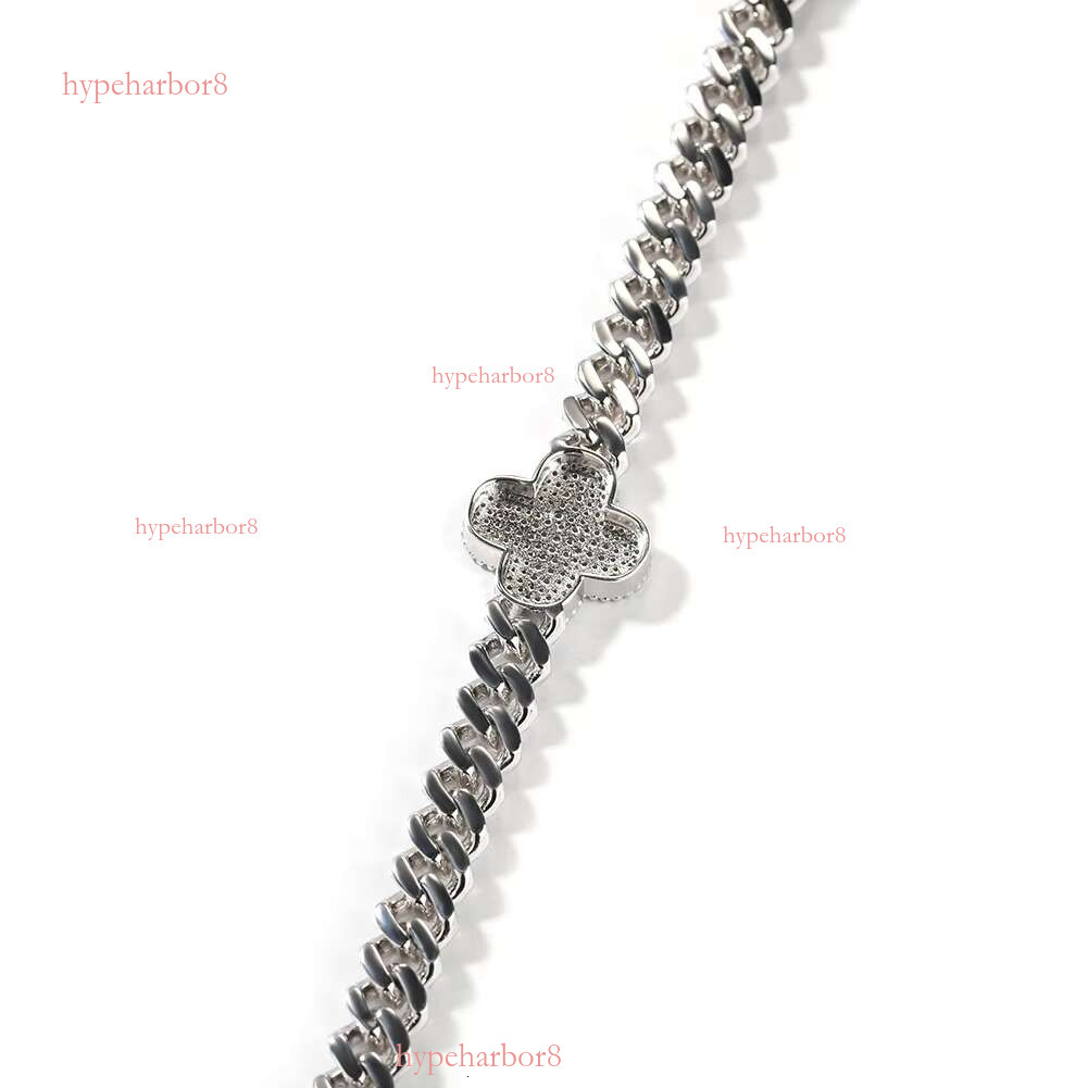 New Arrival 8mm Four Leaf Cuban Chain Fashion Sparkg 5A Zircon Clover Bracelet Jewelry Women Gold Plating