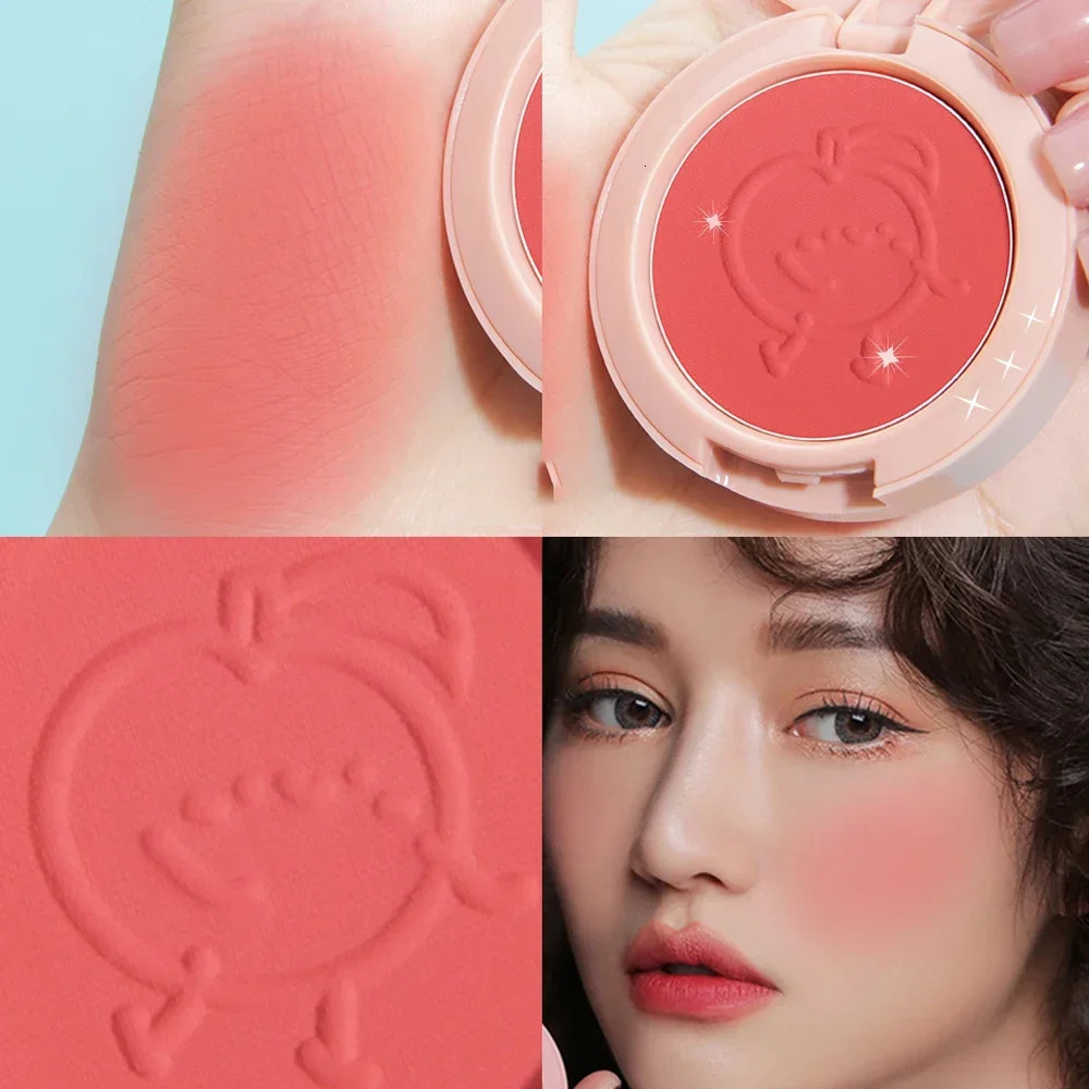 Girls powder blusher peach cream makeup palette cheek contour cosmetics Korean blush coloring blu 250325
