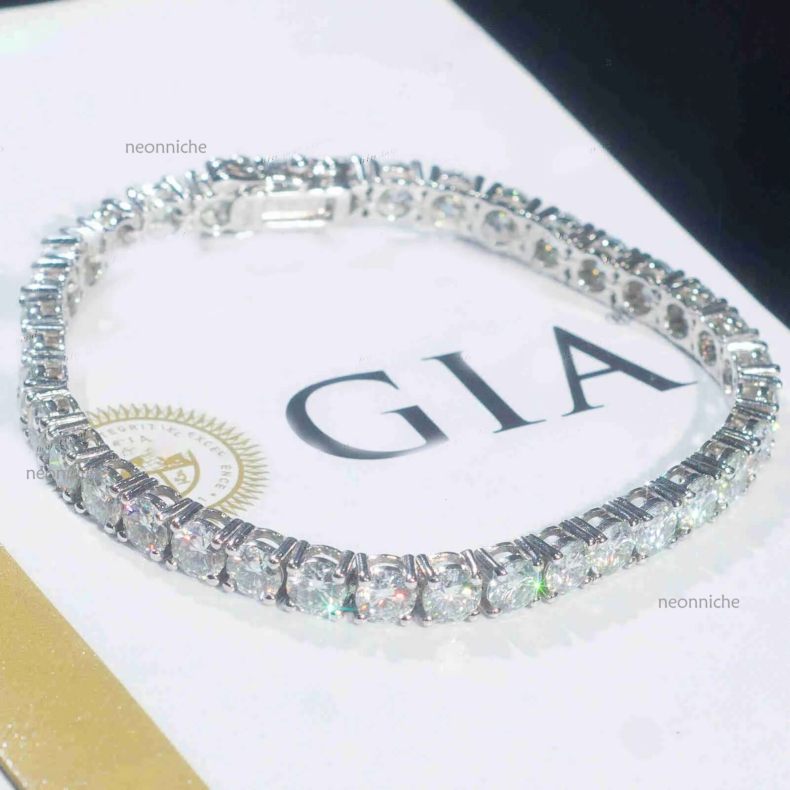 IGI GIA Certified Lab Grown Dia Women 10K 14K Solid Gold Bracelet Iced Out Vvs Moissanite sterg sier Tennis Chain