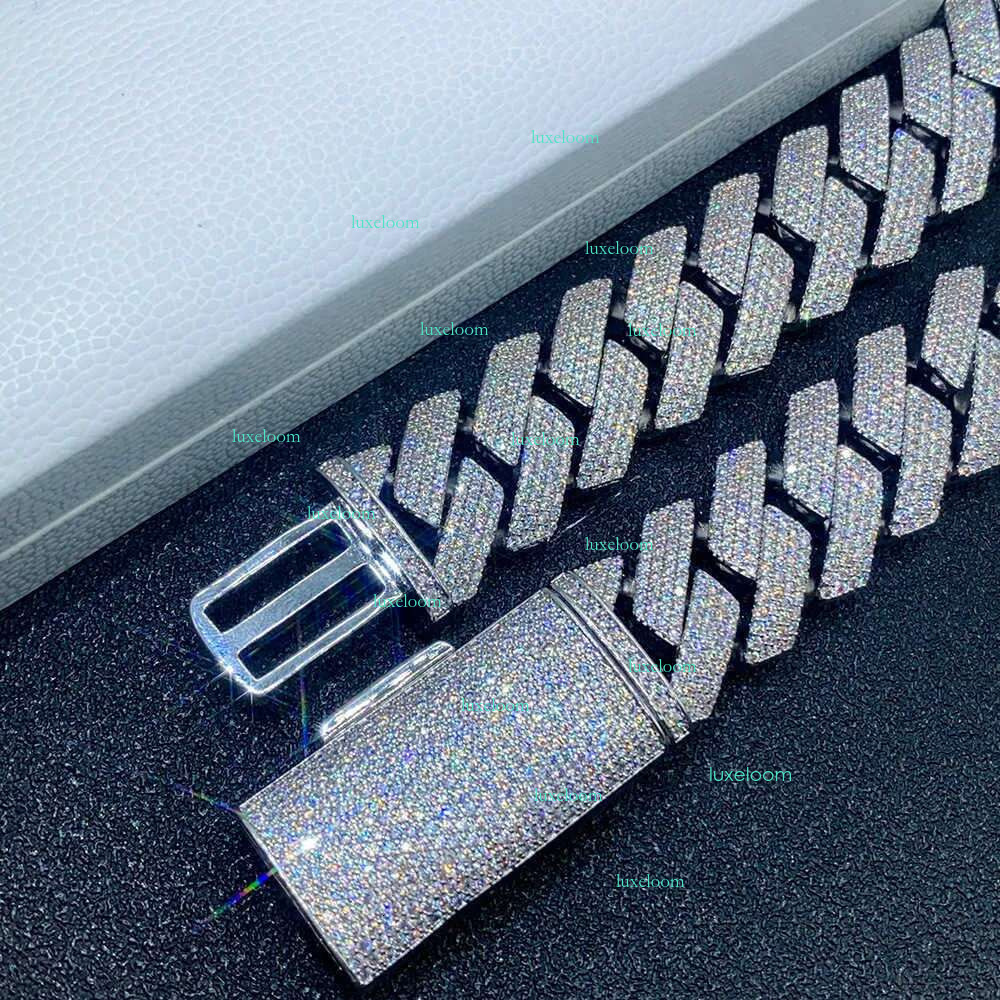 moissanite necklace cuban k chain 20mm 4 row full dia ice out vvs pass dias tester stainless steel plating hiphop men's jewelry bracelet necklace