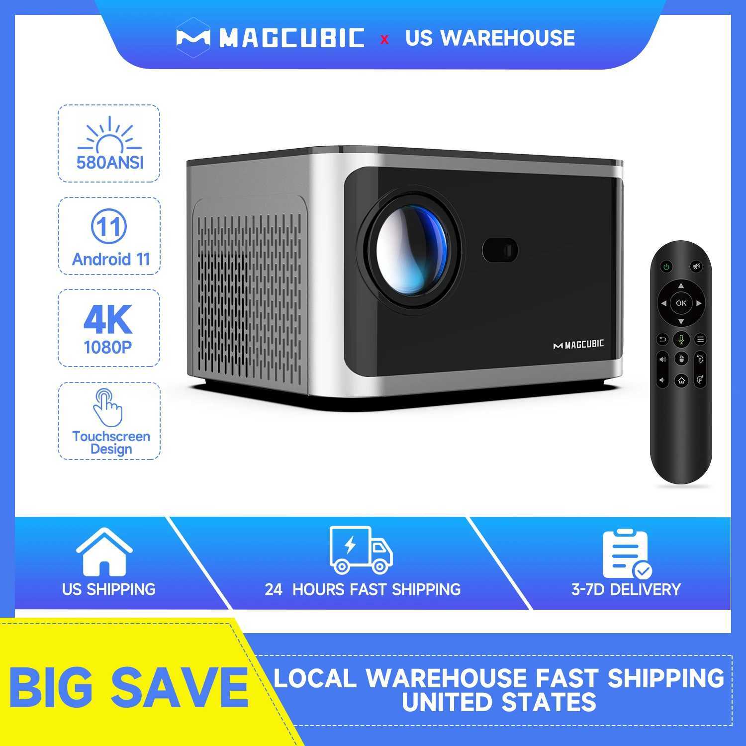 Magcubic HY350 Pro Projector Android 11 4K 1080P 580ANSI Wifi6 Voice Control Allwinner H713 Electronic Focus BT5.0 Home Projetor X250407