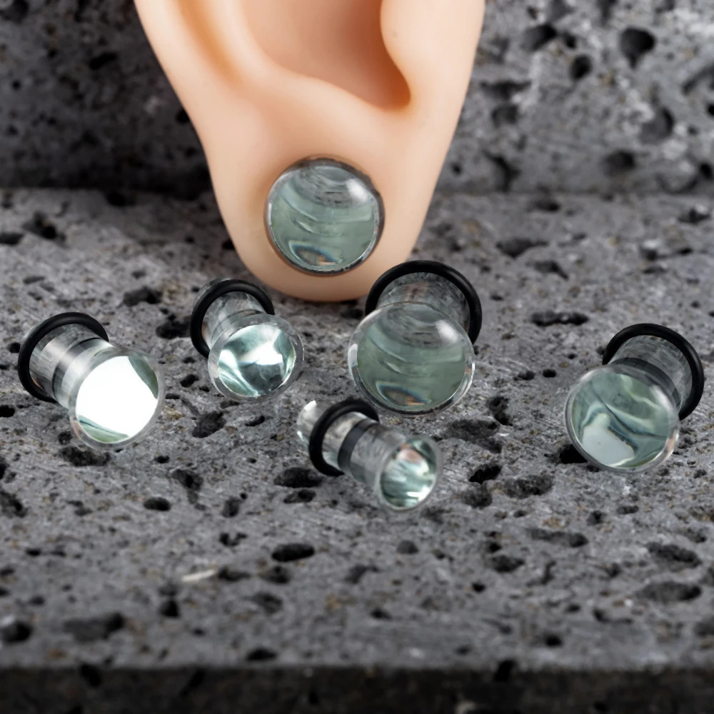 10/16/18pc Glass Ear Gauges Stretching Kit Short Taper Expander Comfy Dead Stretching Plugs with Rubber Rings Crazy Body Jewelry 250403