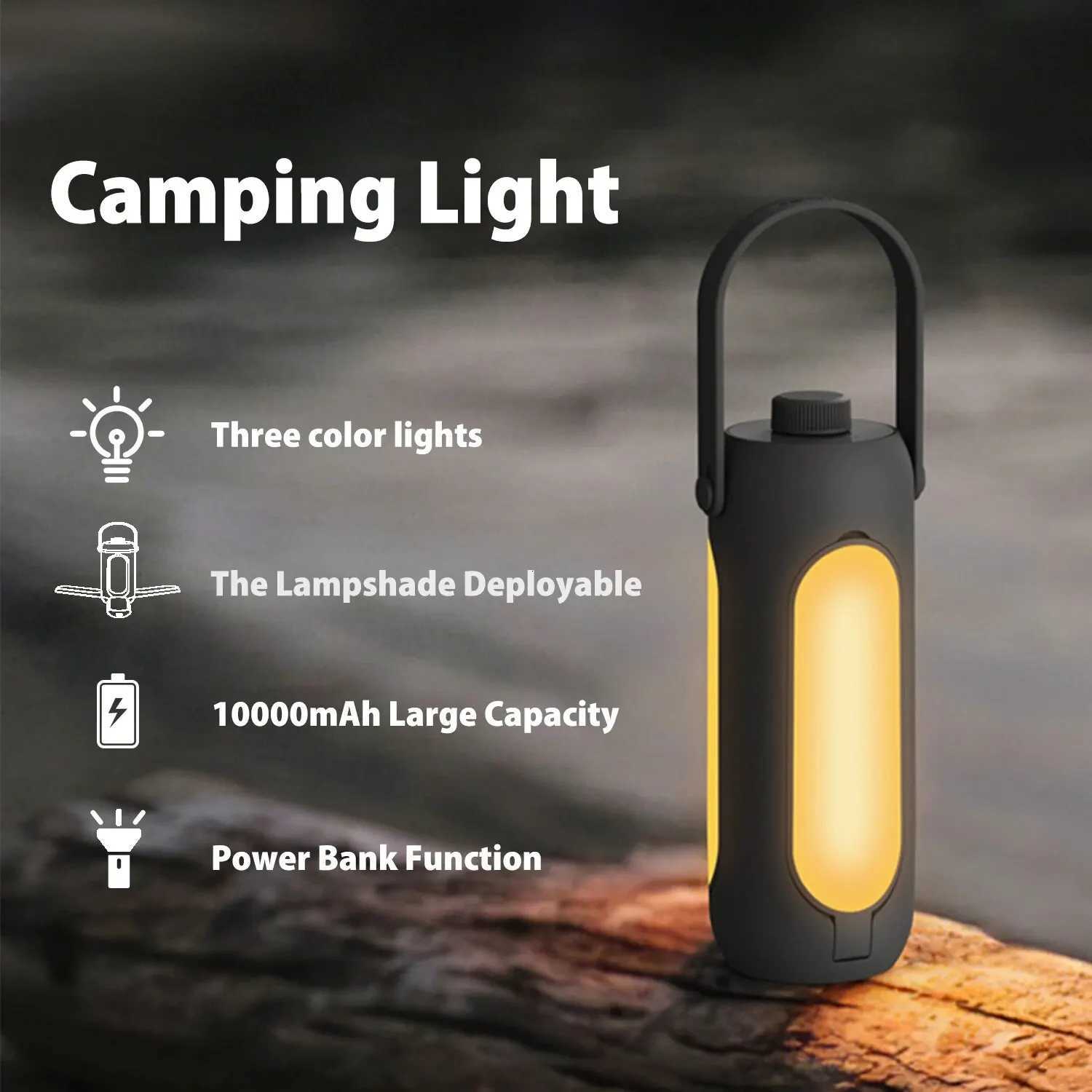 Camping Light Folding Outdoor Portable Rechargeable 10000mAh Student Dormitory Hanging Tent Hanging Lantern Led FlashlightW251106