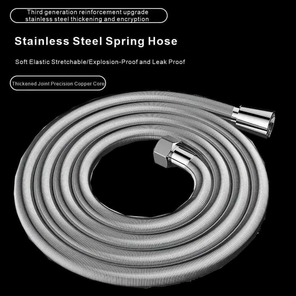 High Quality 15m/ 2m G1/2 Inch Encryption ible Shower Hose Stainless Steel Bathro Water Shower Extension Pipe Y251107