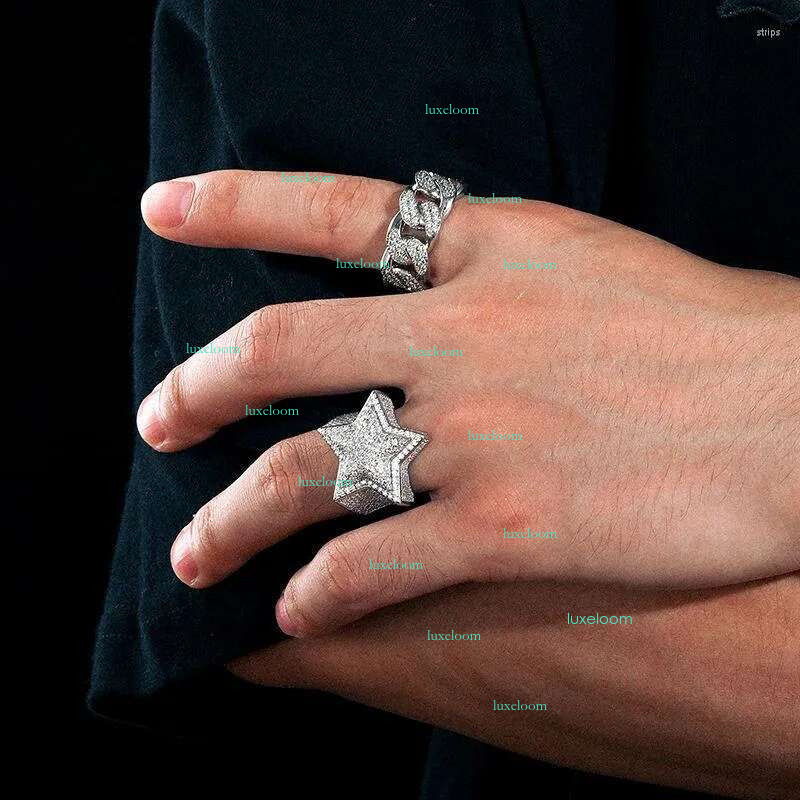 Cluster Rings Drop Fine Hip Hop Sier Jewelry Iced Out Sterg VVS Moissanite Dia Star Ring For Men Women