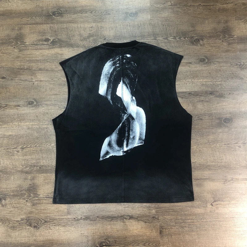 Frog Drift Love Pressure Quality Retro Clothing 100% Cotton Hole Printed Top Loose Mens Oversized Tank Top 250403
