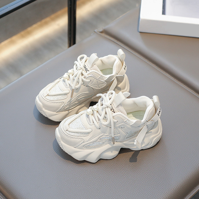 Girl Shoes For Kids Fashion with Pearl on Lace Girls Sport Trainers Running Tennis Kidszworld Youth Outdoor Sneakers Shoes Big size 26 - 36 K0123