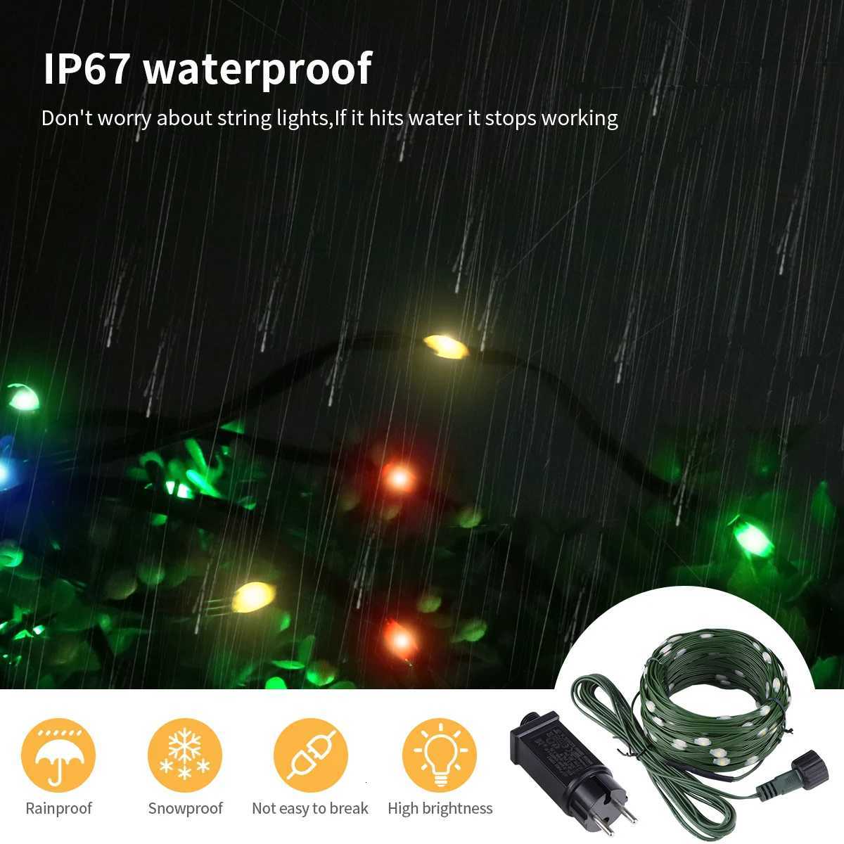10M-100M Green Wire Outdoor LED String Lights Waterproof 100LED-800LED Fairy Garland Holiday Party Christmas Tree Wedding Decor W251107