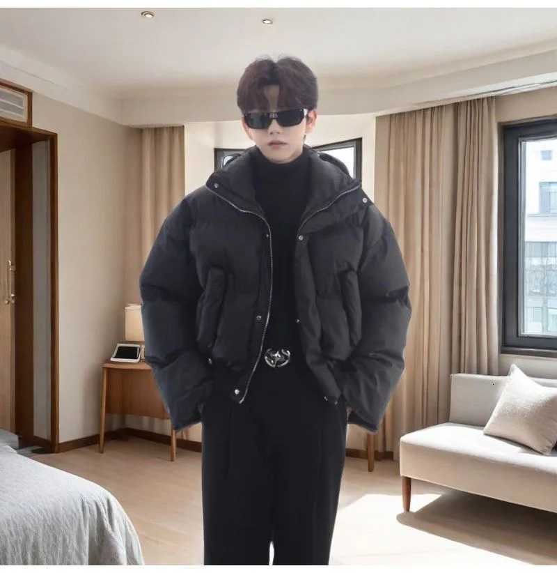 New American Style Cotton Jacket Stand Up Collar Couples Cotton Jacket Thick Leather Bread Jacket Winter Short Down Cotton JackT251107