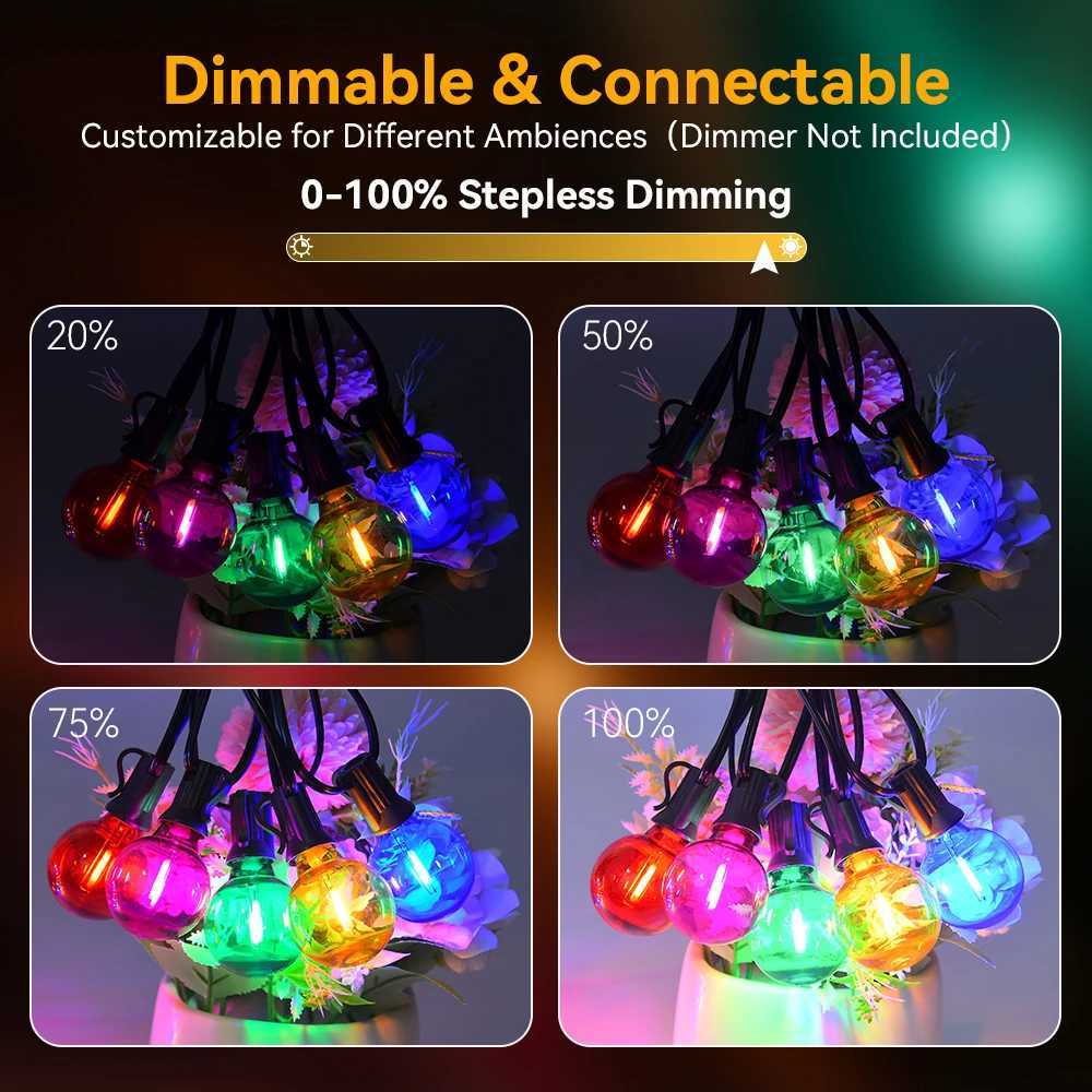 Multicolor G40 String Light Globe Colorful Wedding Lights 110V US Holiday Lighting Connectable Vintage Wedding Party Outdoor D W251107