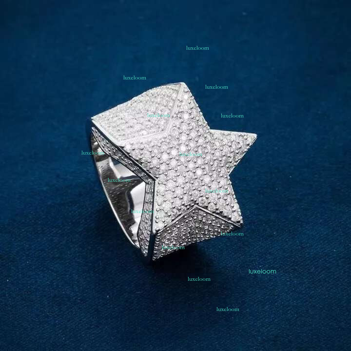 Hip hop Moissanite star gold-plated sier VVS finger ring for men
