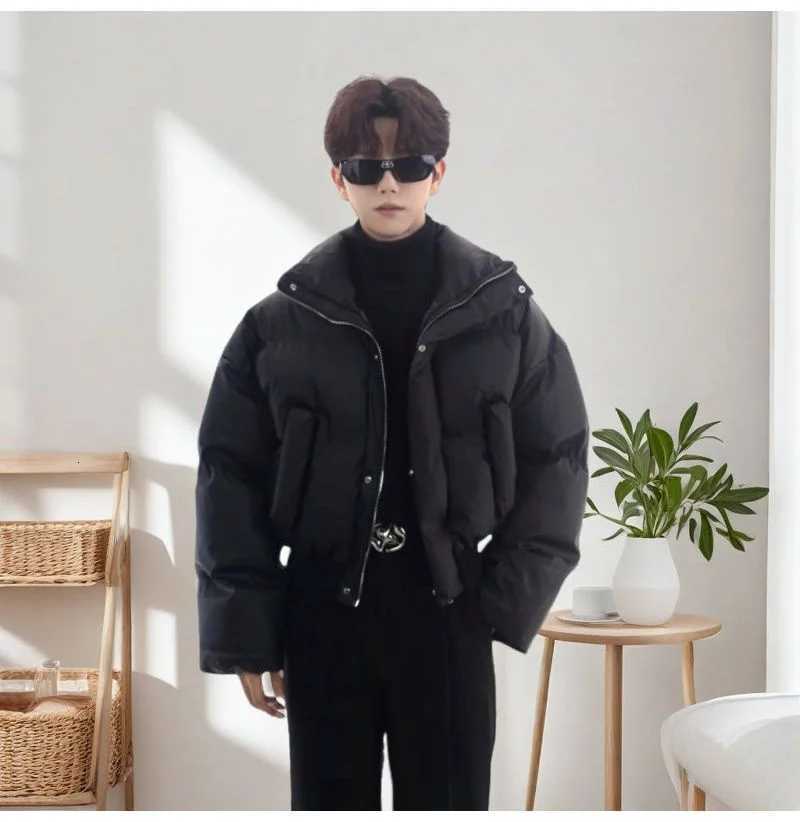 New American Style Cotton Jacket Stand Up Collar Couples Cotton Jacket Thick Leather Bread Jacket Winter Short Down Cotton JackT251107
