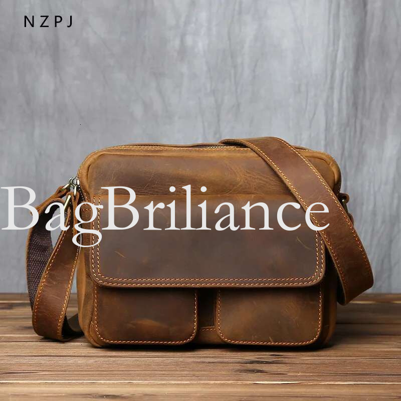 Retro Leather Men's Messenger Casual Top Layer Cowhide Shoulder Bag Horizontal Backpack Suitable