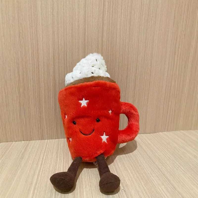 20cm Hot Chocolate Red Coffee Cup Doll Home Decoration Cat And Dog Interactive Companion Plush Toy Pet Holiday Gifts C251107