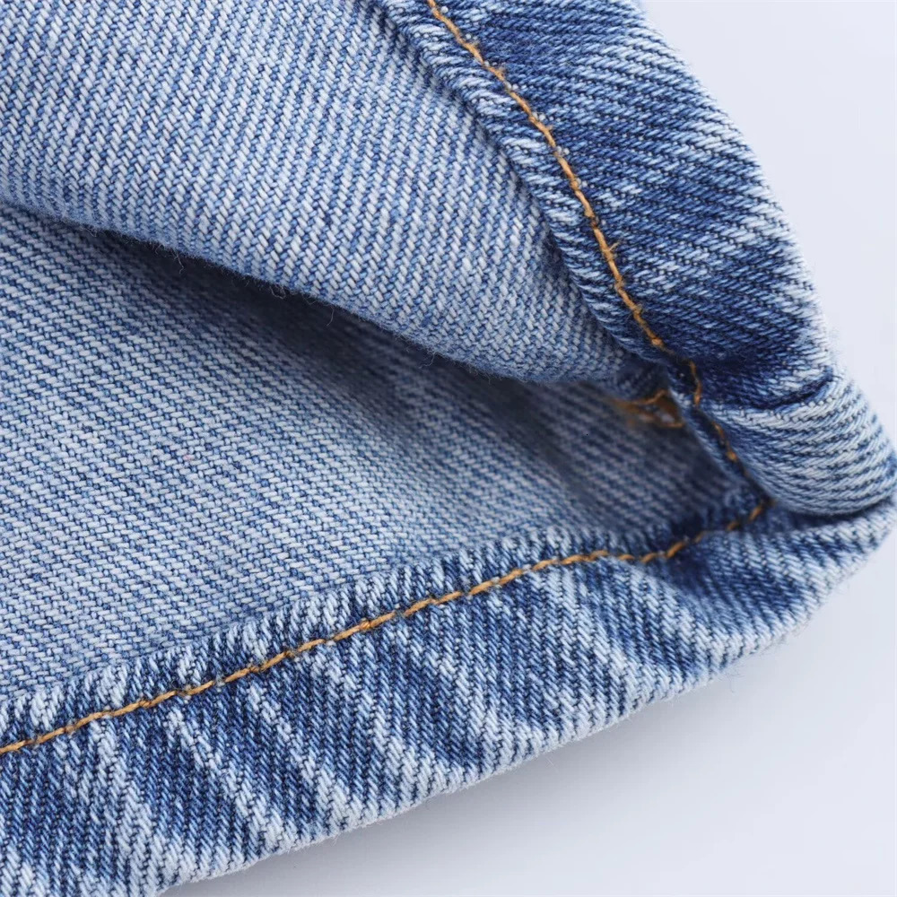 UNIZERA Womens Paradigm Denim Long sleeved Short Top Pants Set SpringSummer Product Casual Wear 250407