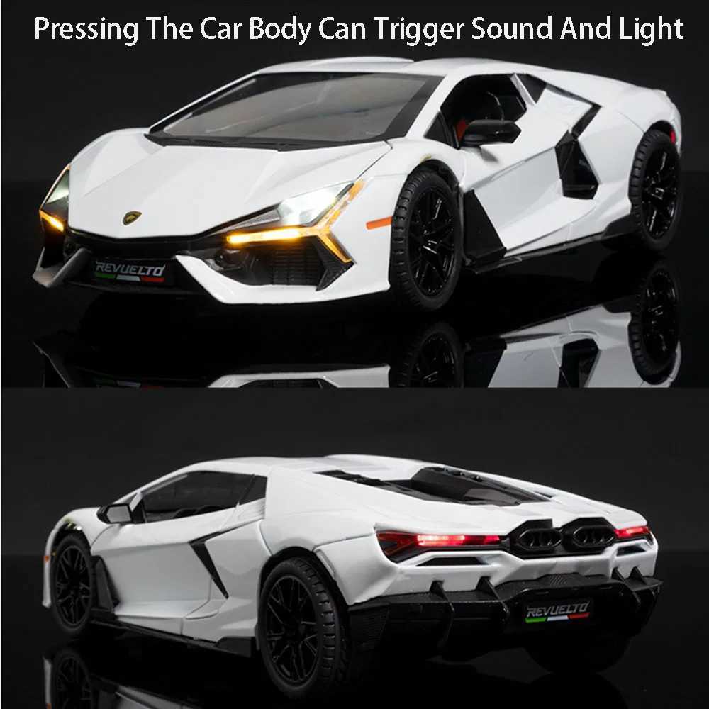 1 24 REVUELTO alloy die-casting model car toy sports 4 doors open rally backlight racing festival boy giftXJ250407
