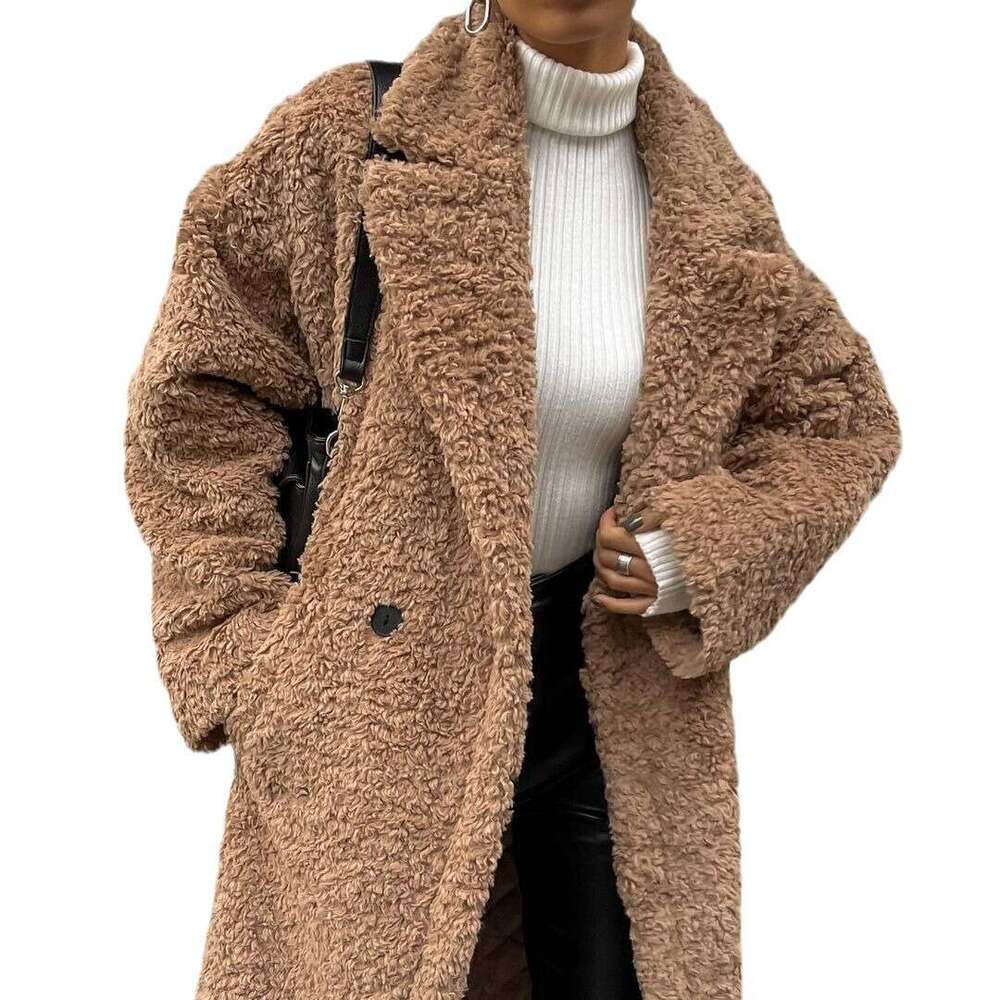 Autumn Winter New Cross-Border Women's Fashion Elegant Commuter Coat Long Sleeve Turn-Down Collar Furry Jacket for Women