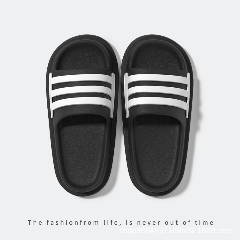Classic striped slippers unisex 2025 summer new couples home casual flip-flops wear soft soled men's and women's slippers black and white