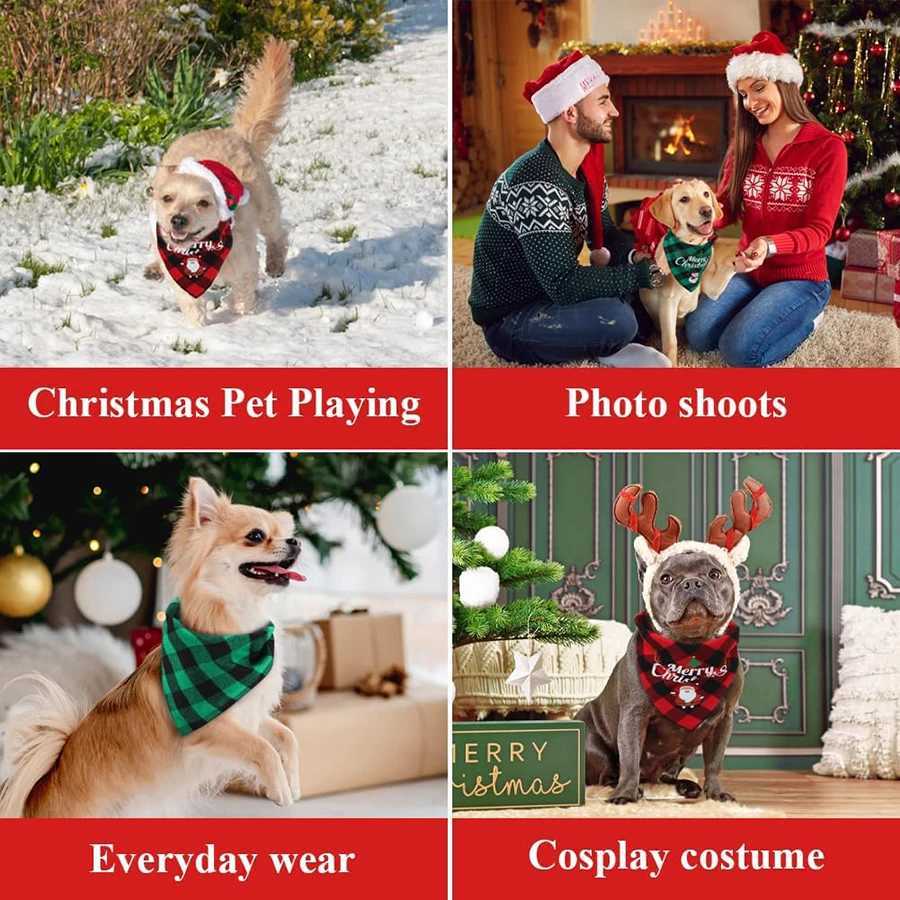High Quality Christmas pet triangle scarf dog Bandanas Saliva towel used for holiday party decoration suitable for small to large dogs T250407