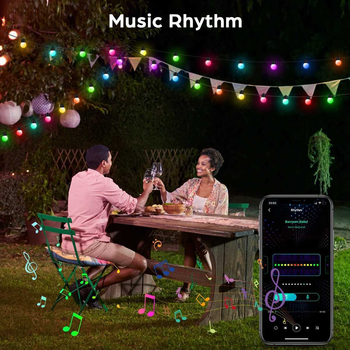 USB Bluetooth LED String Light 10M 50 Bulbs RGBIC Fairy Lights Christmas Bedroom Outdoor Garden Camping Decor LED Garland Lamp W251107