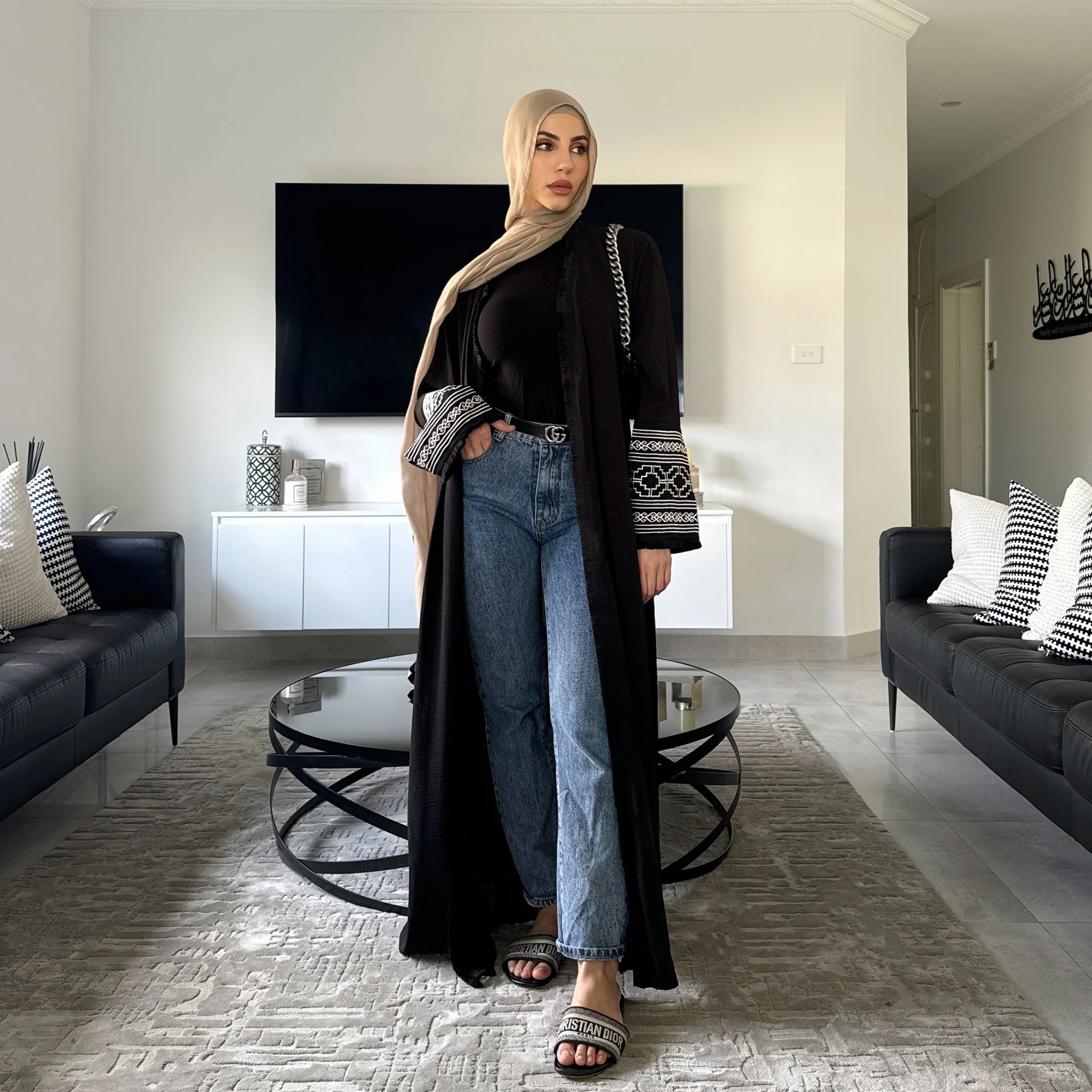 Abaya Boutique Embroidery Fashion Tassel Edge Cardigan Robe Muslim Dress